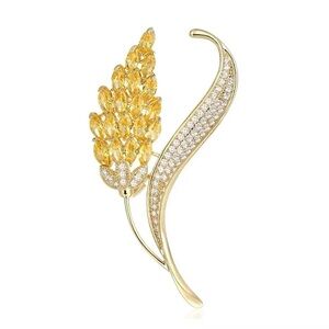 Elegant Gold and‎ Yellow Crystal Brooch